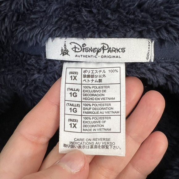 Disney World Disney Parks Fuzzy Navy Blue Full Zip Fleece Jacket Women’s Plus 1X - Picture 8 of 9